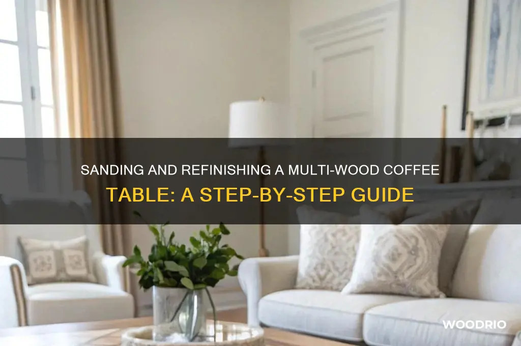 how to sand and refinish coffee table with different woods