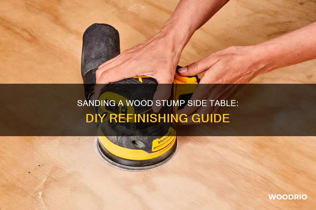 how to sand down a wood stump side table