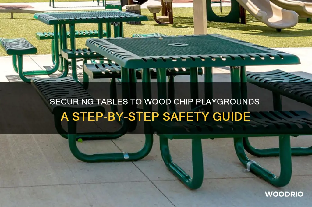 how to secure table to wood chip playground