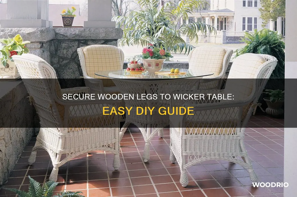 how to secure wooden legs to a wicker table