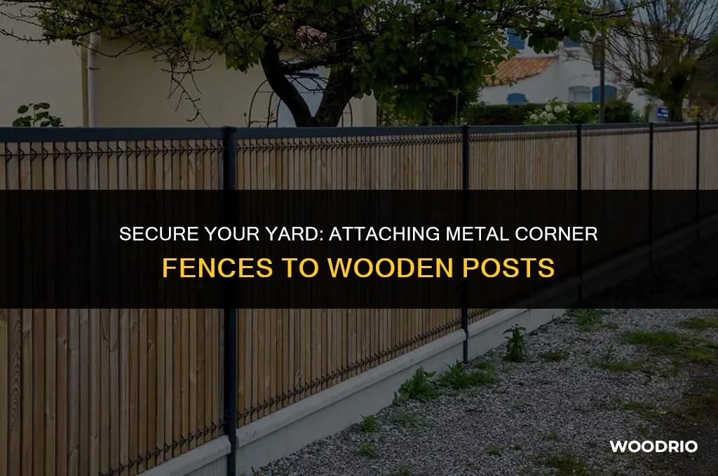 how to set corner fence metal to wood post