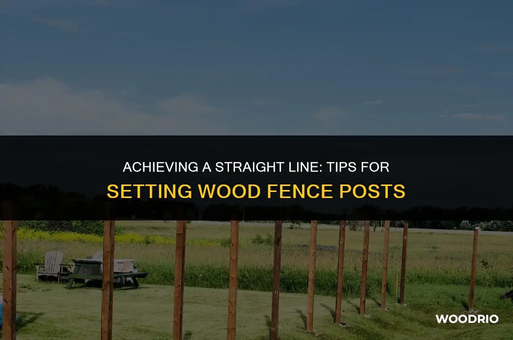 how to set wood fence posts straight line