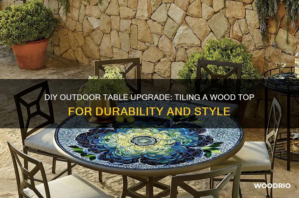 how to tile a wood top table for outdoors