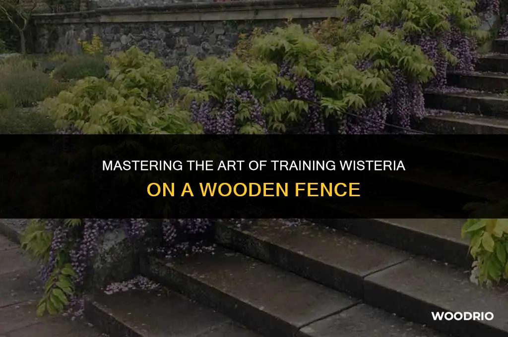 how to train wisteria on wood fence