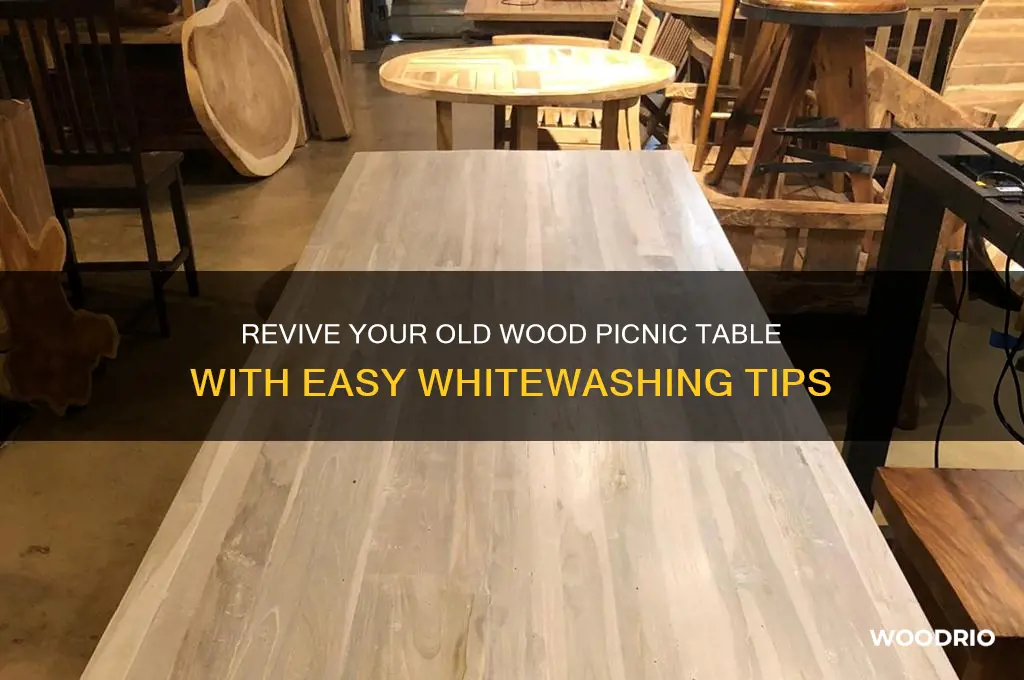 how to whitewash old wood picnic table