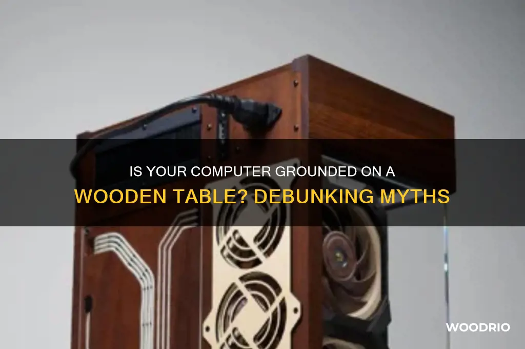 is a computer grounded if its on a wooden table