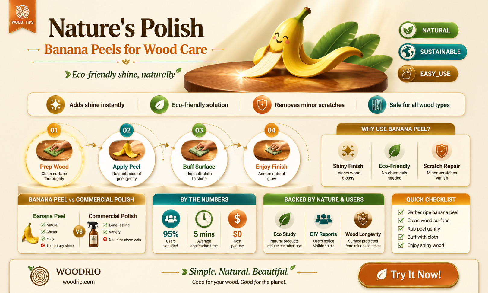 are banana peels good for wood