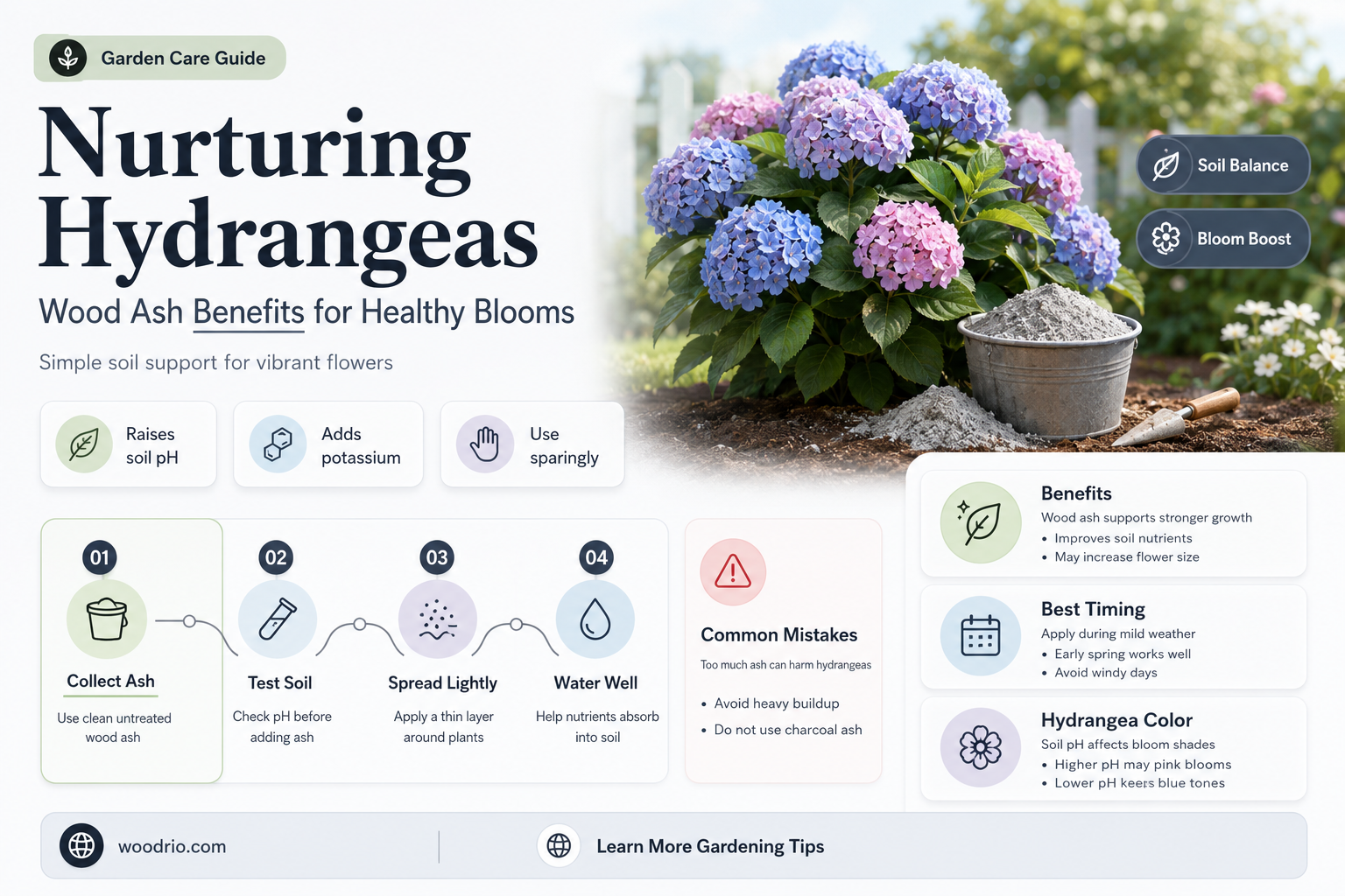 are wood ashes good for hydrangeas