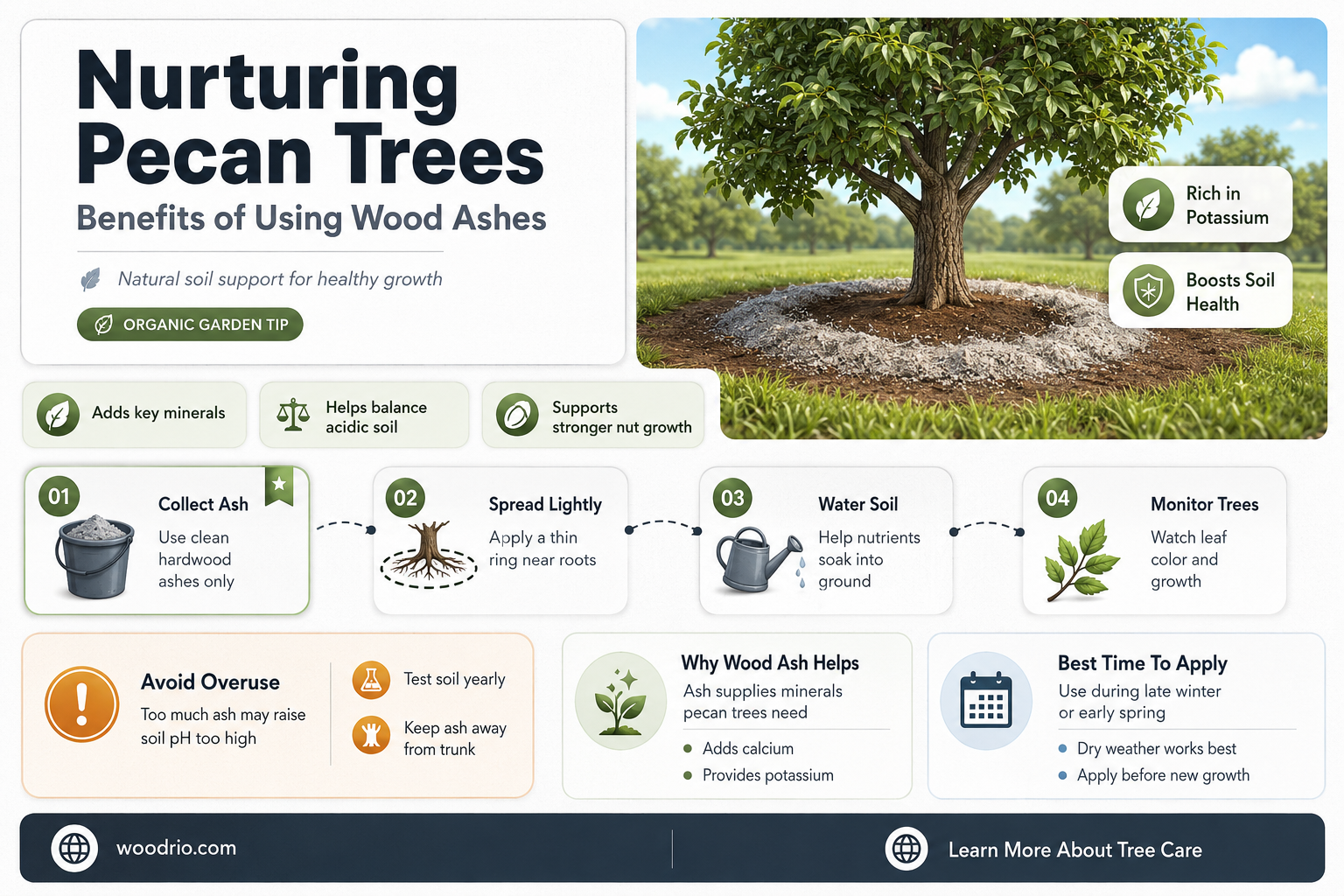 are wood ashes good for pecan trees