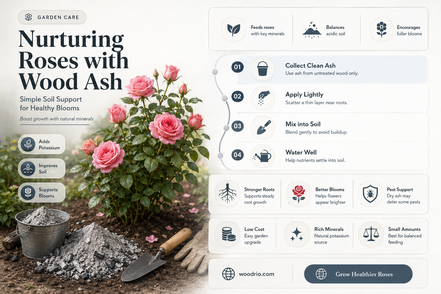are wood ashes good for rose bushes