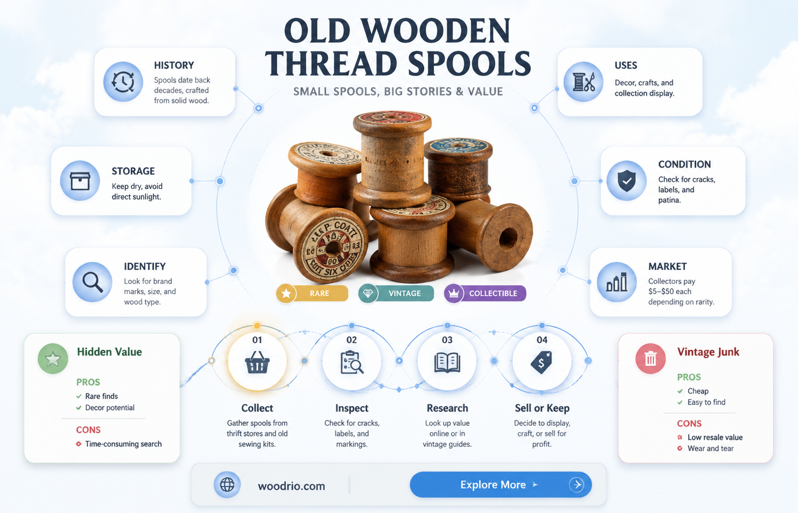 are old wooden spools of thread worth anything