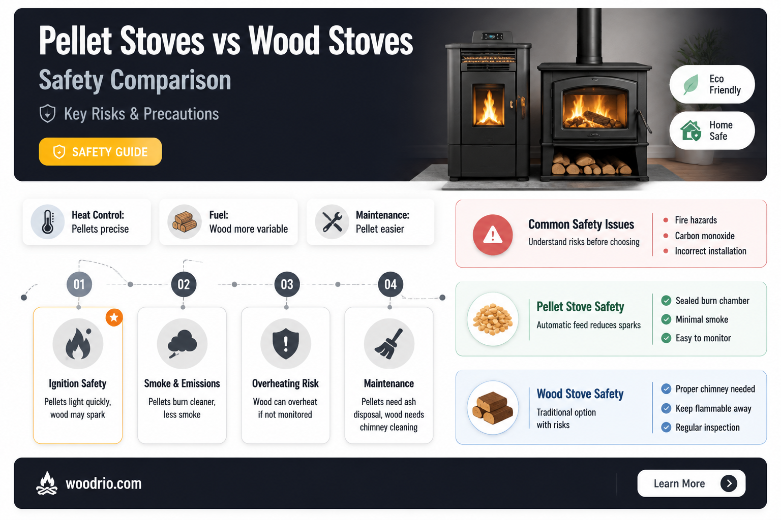 are pellet stoves safer than wood stoves