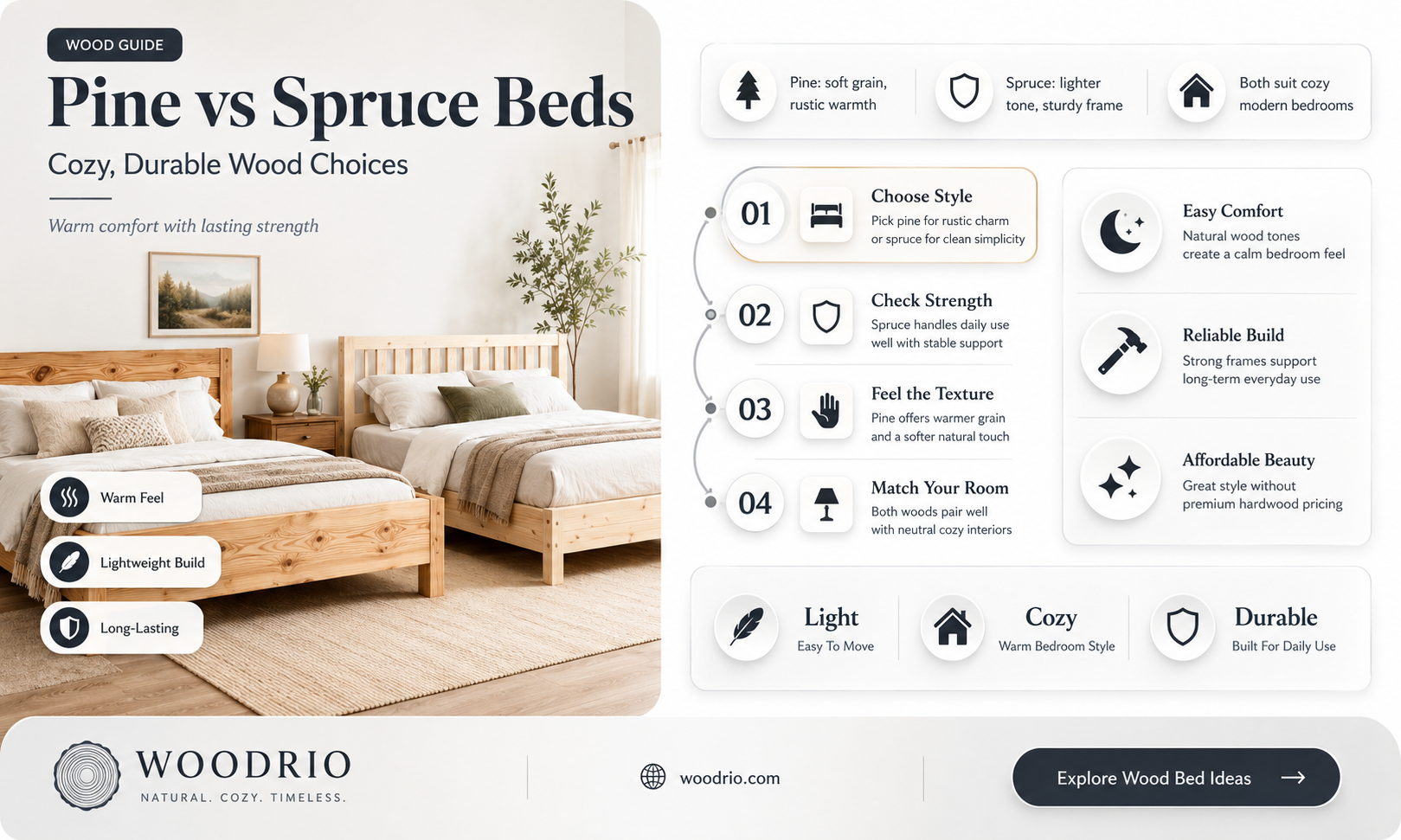are pine and spruce woods good materials for beds