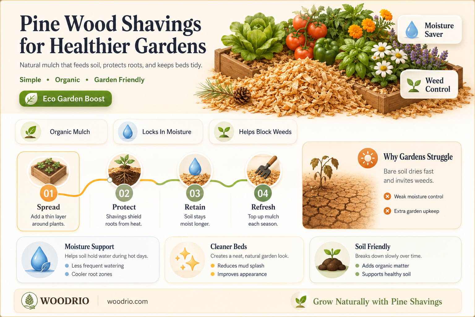 are pine wood shavings good for the garden
