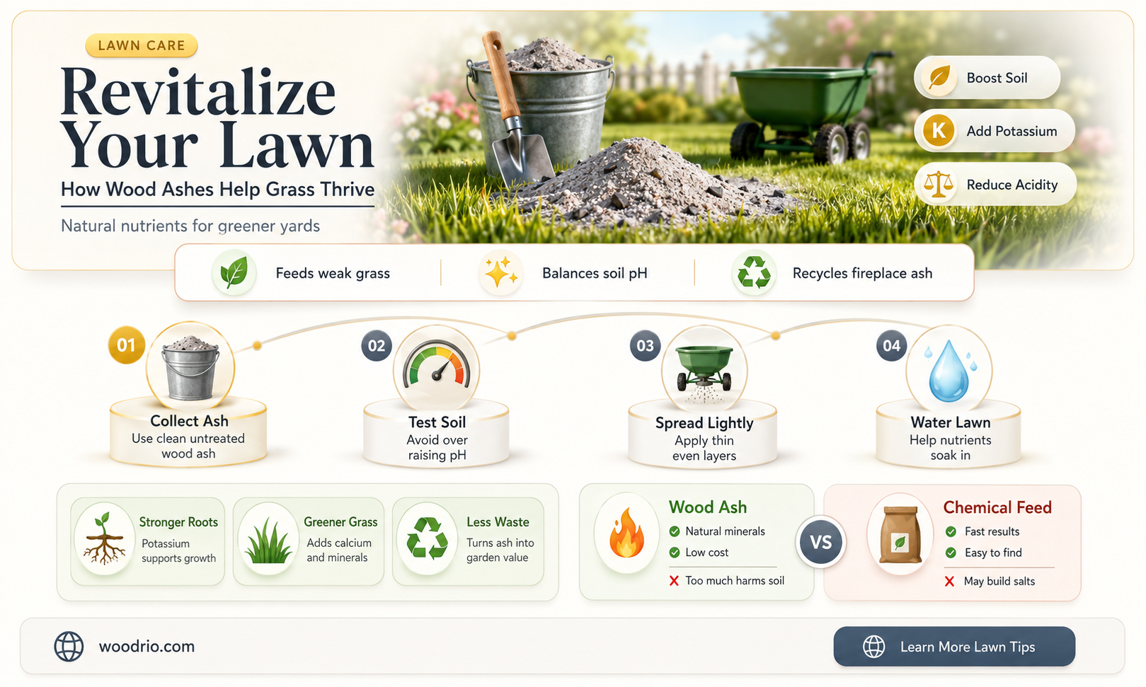 are wood ashes good for my grass
