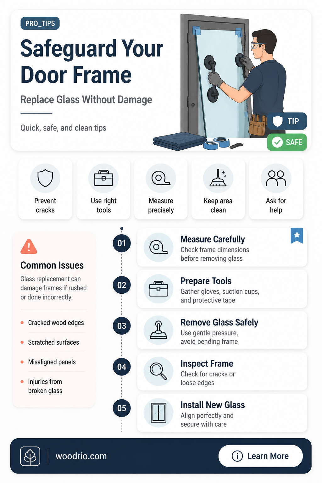 are door wood stops easily damaged when replacing glass