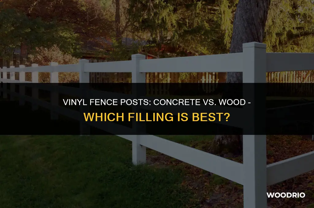 should i fill vinyl fence posts with conrete or wood