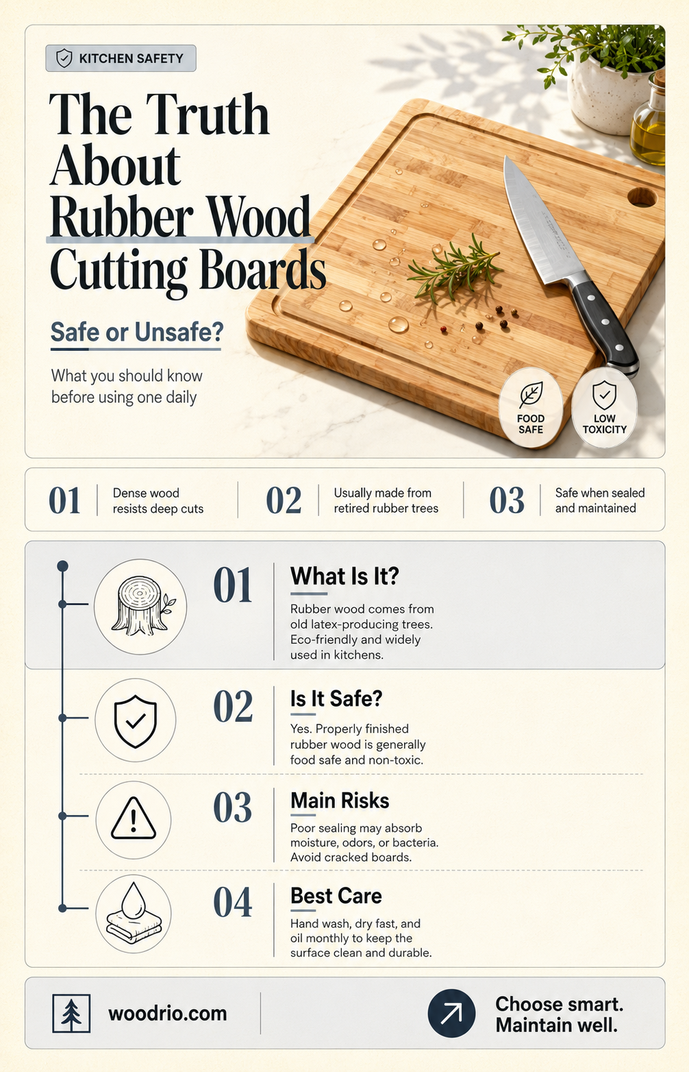 are rubber wood cutting boards safe