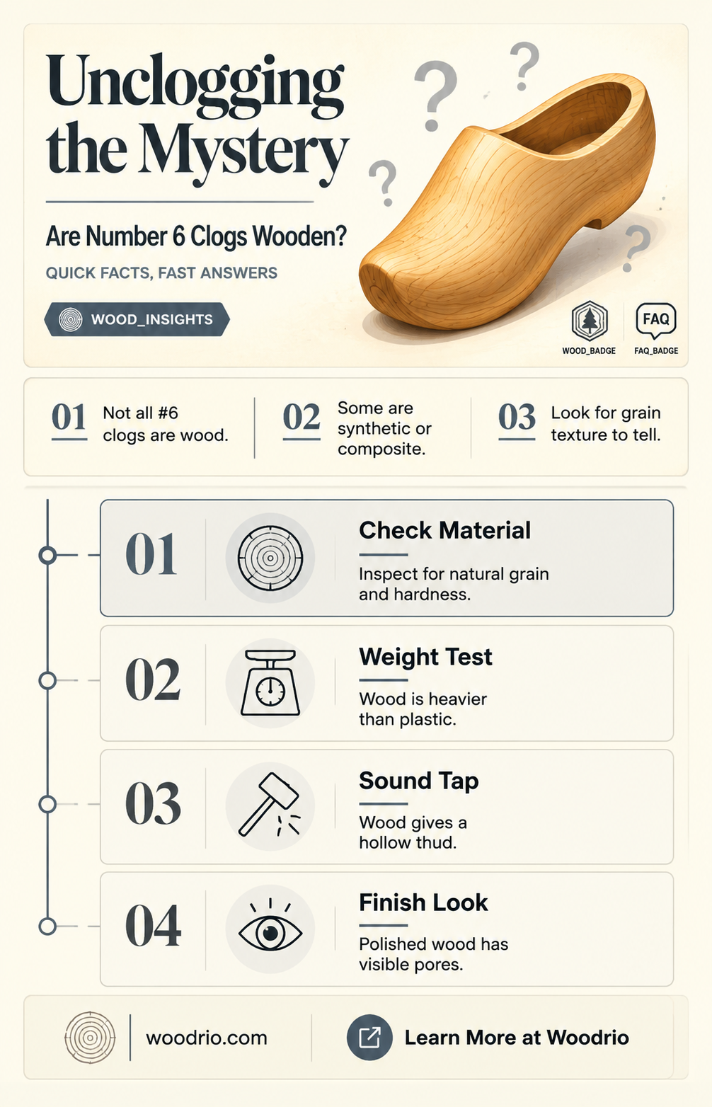 are number 6 clogs made of wood