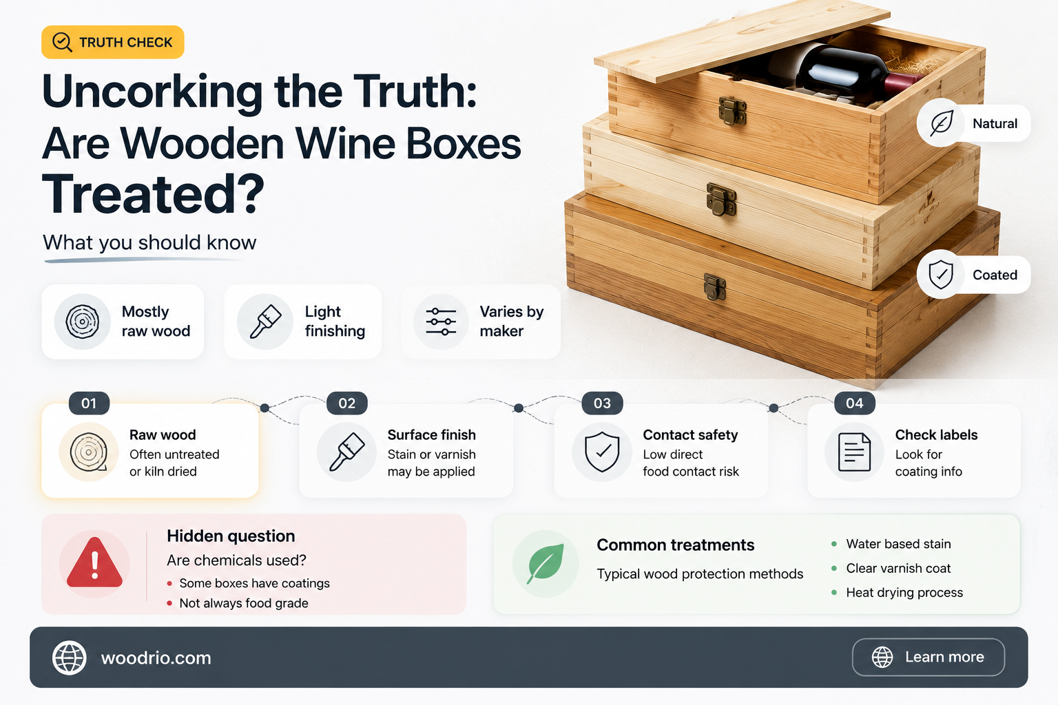 are wooden wine boxes treated