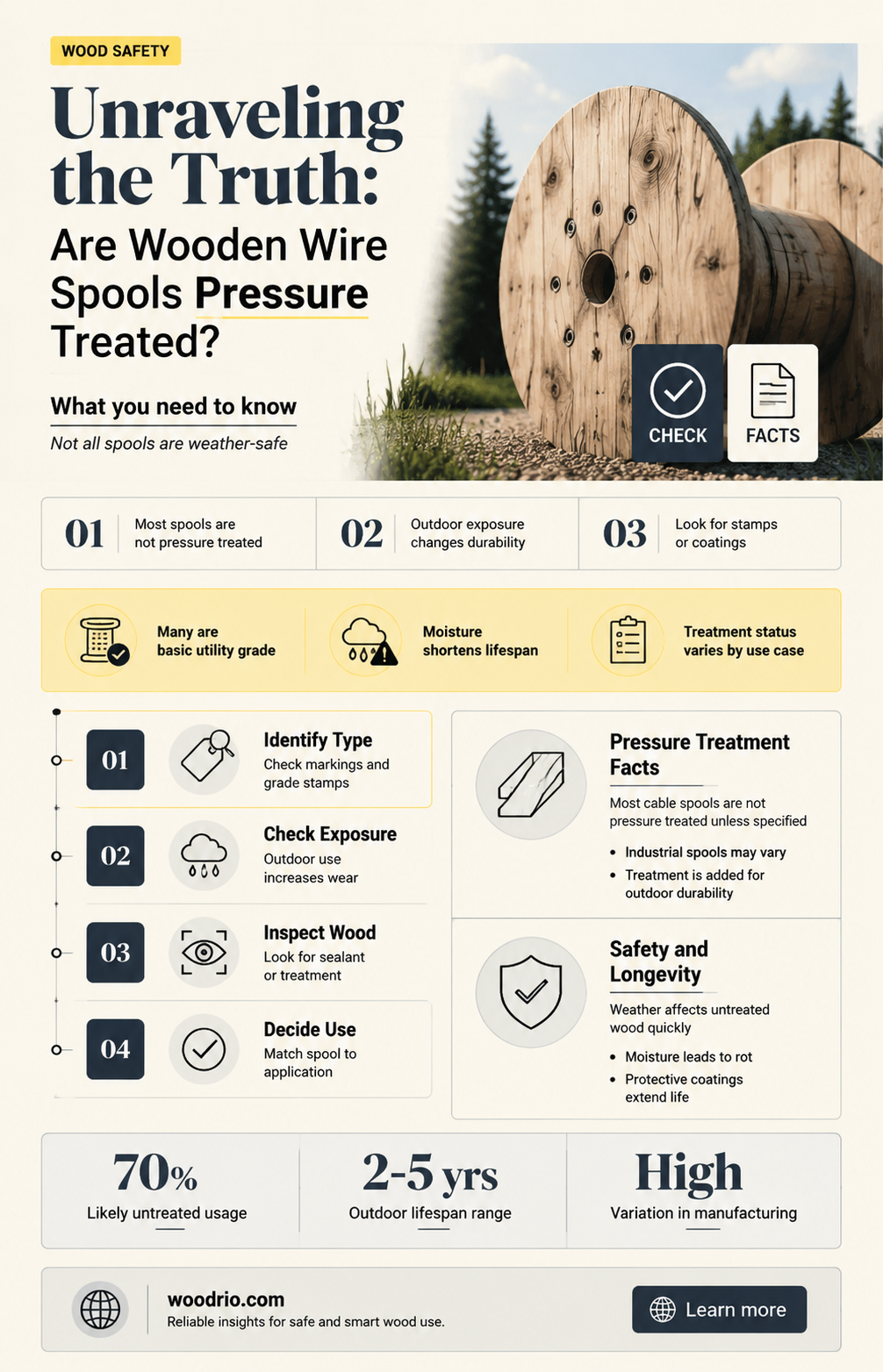 are wooden wire spools pressure treated