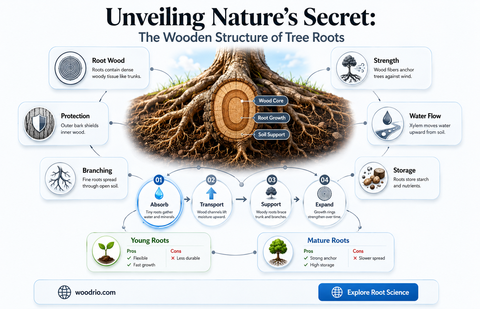 are tree roots made of wood