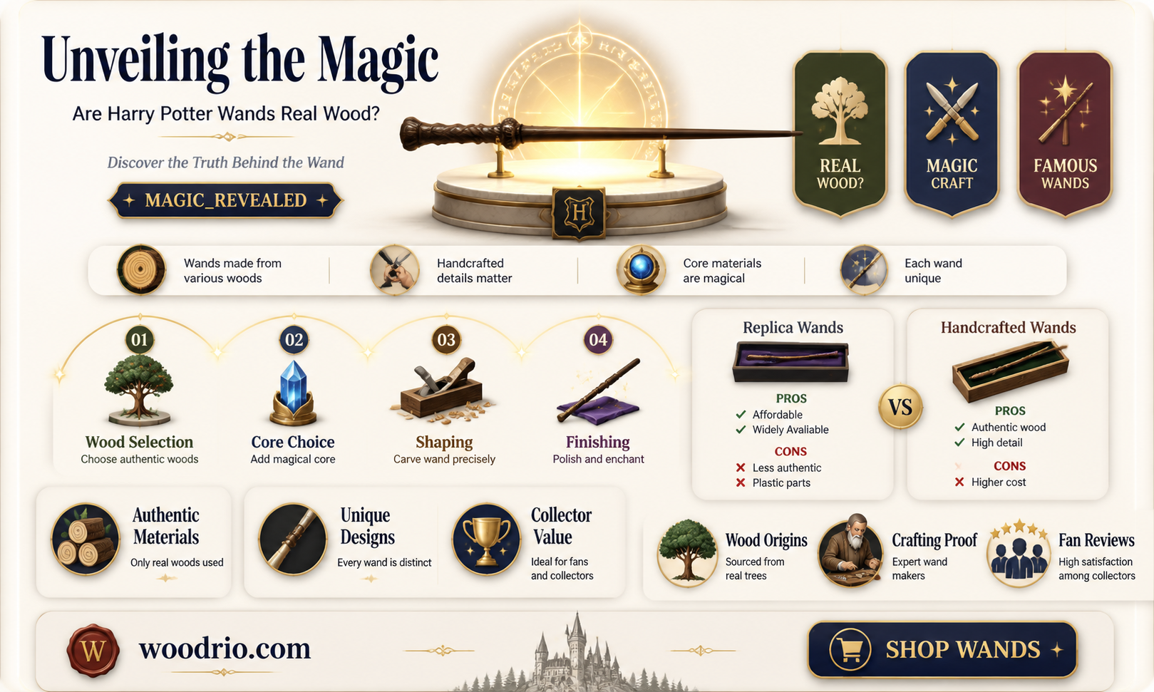 are harry potter wands made of real wood