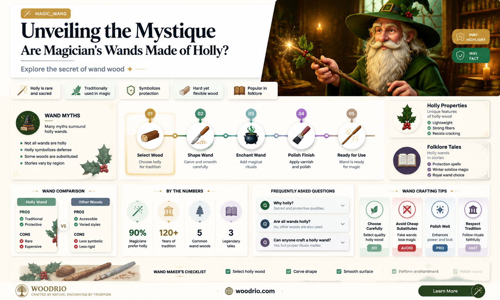 are magicians wands made from wood of the holly tree