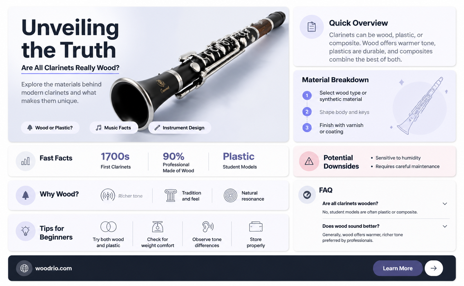 are all clarinets made of wood