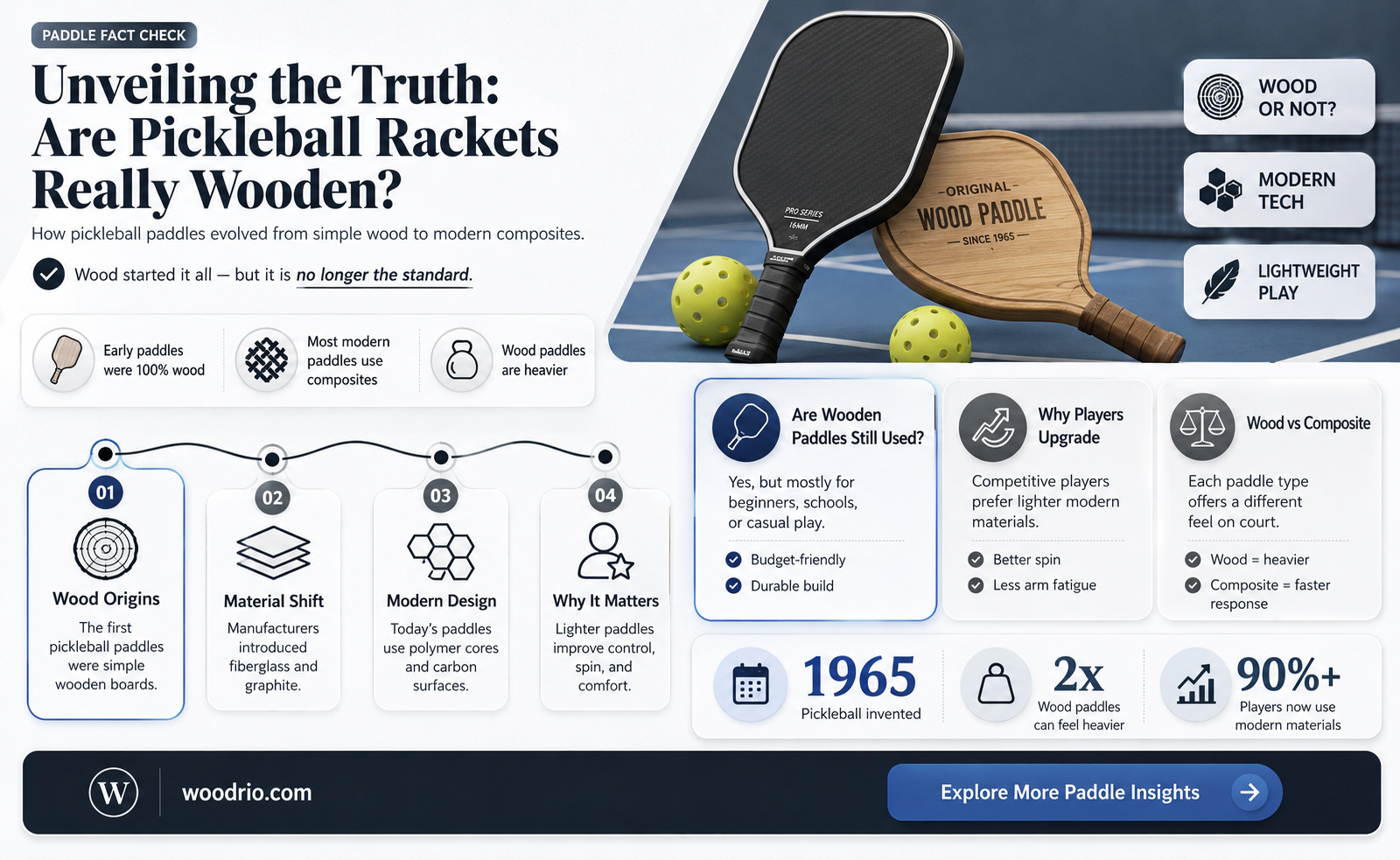 are pickleball rackets made of wood