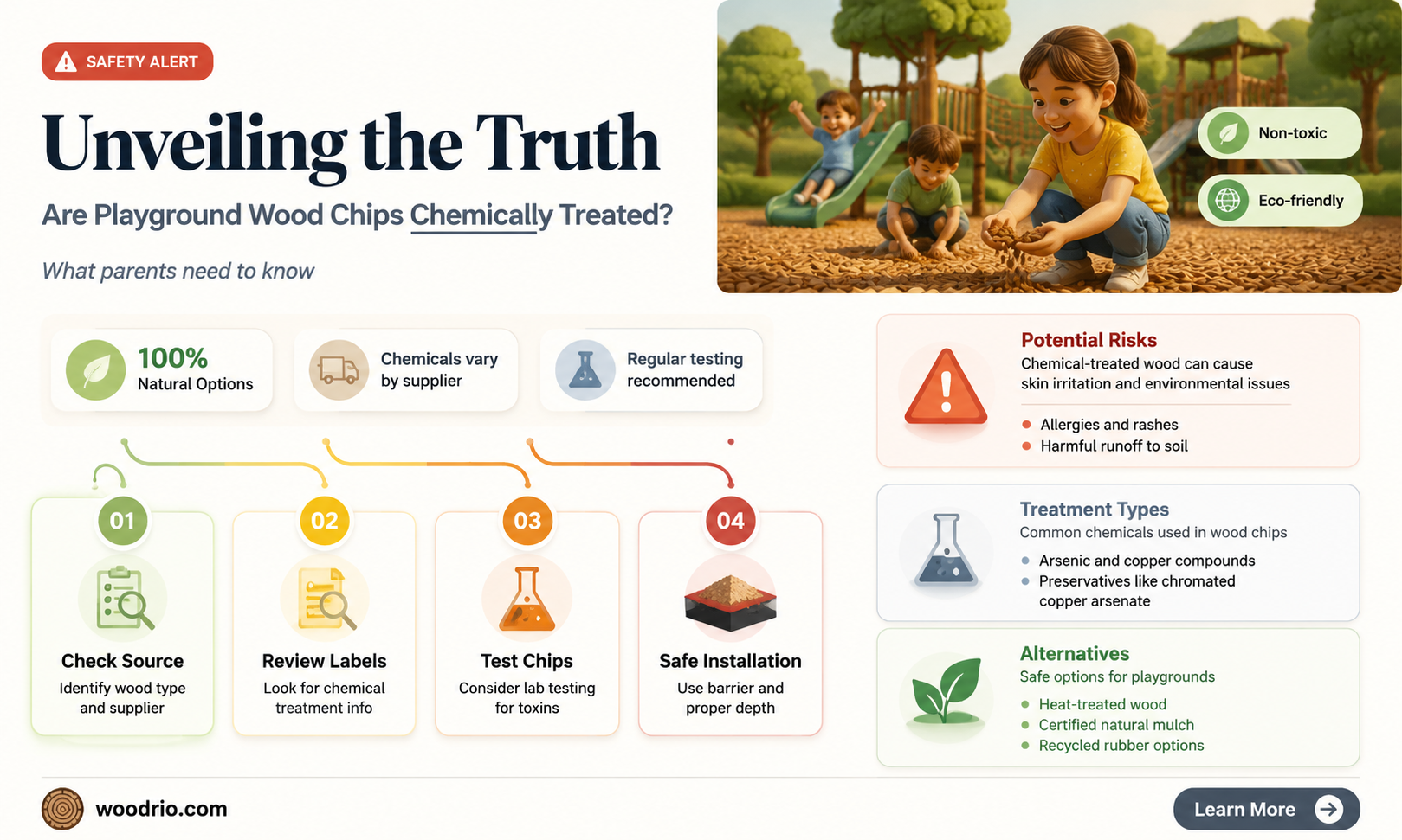 are playground wood chips treated