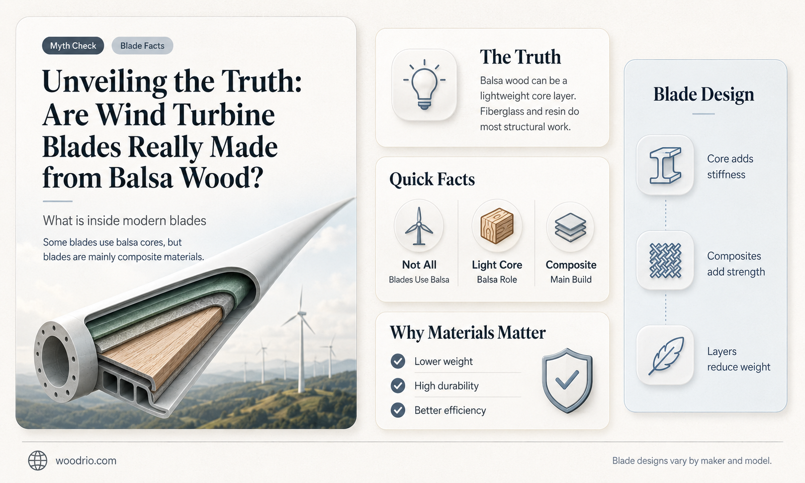 are wind turbine blades made from balsa wood