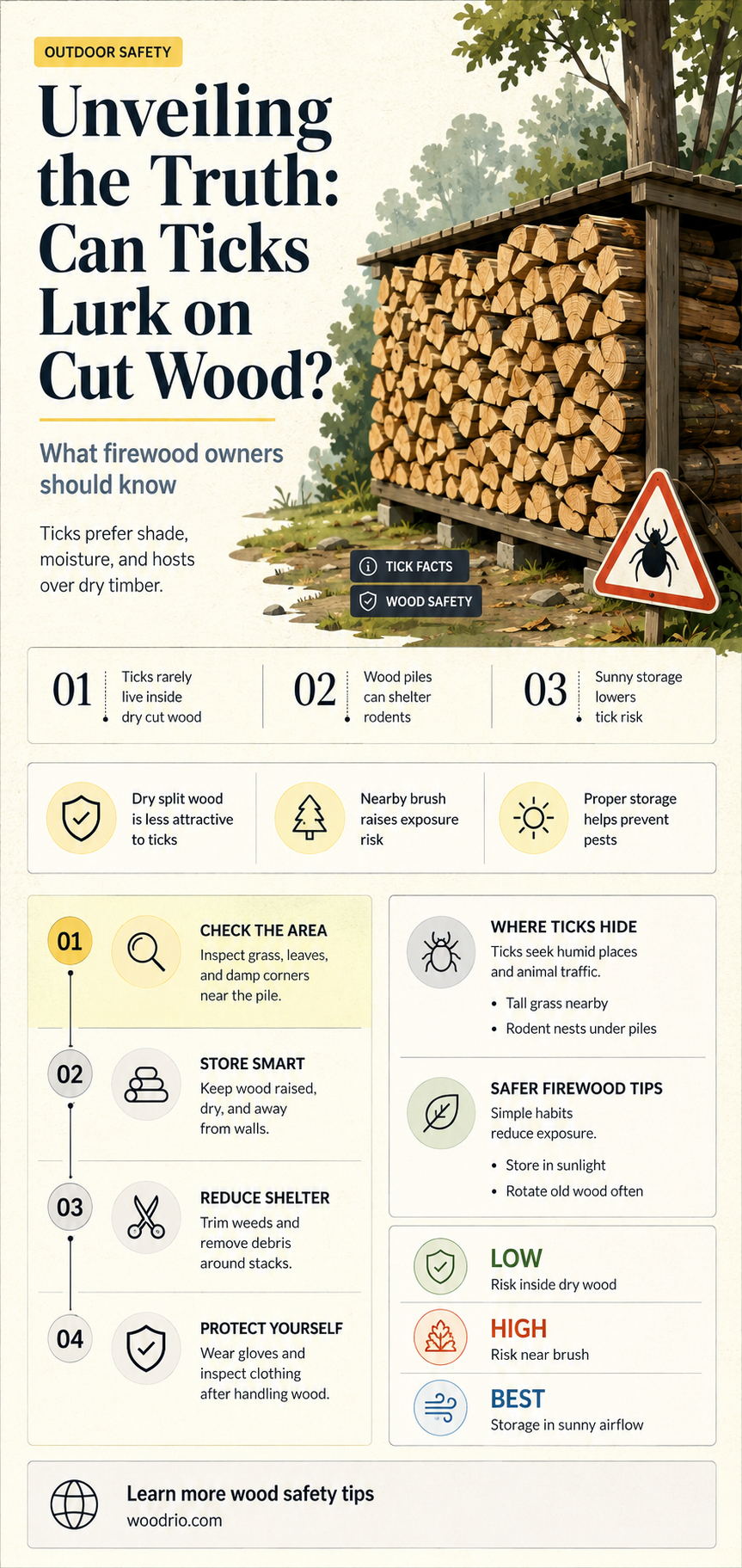 are ticks found on cut wood