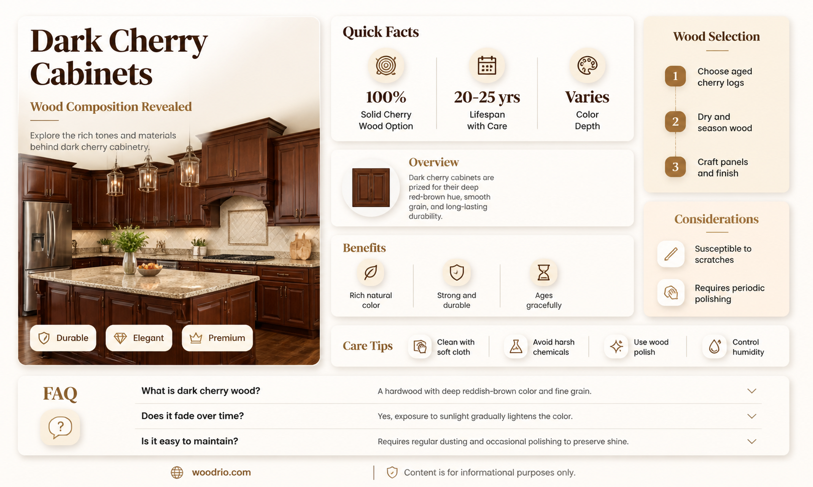 are dark cherry cabinets really made out of cherry wood