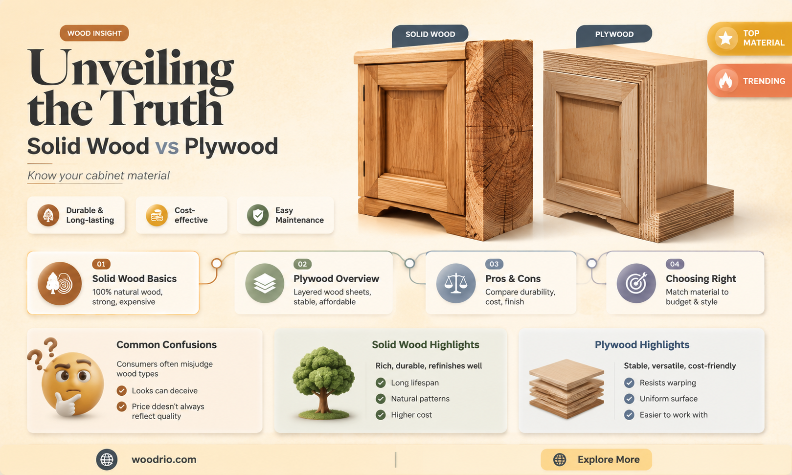 are solid wood cabinets made with plywood