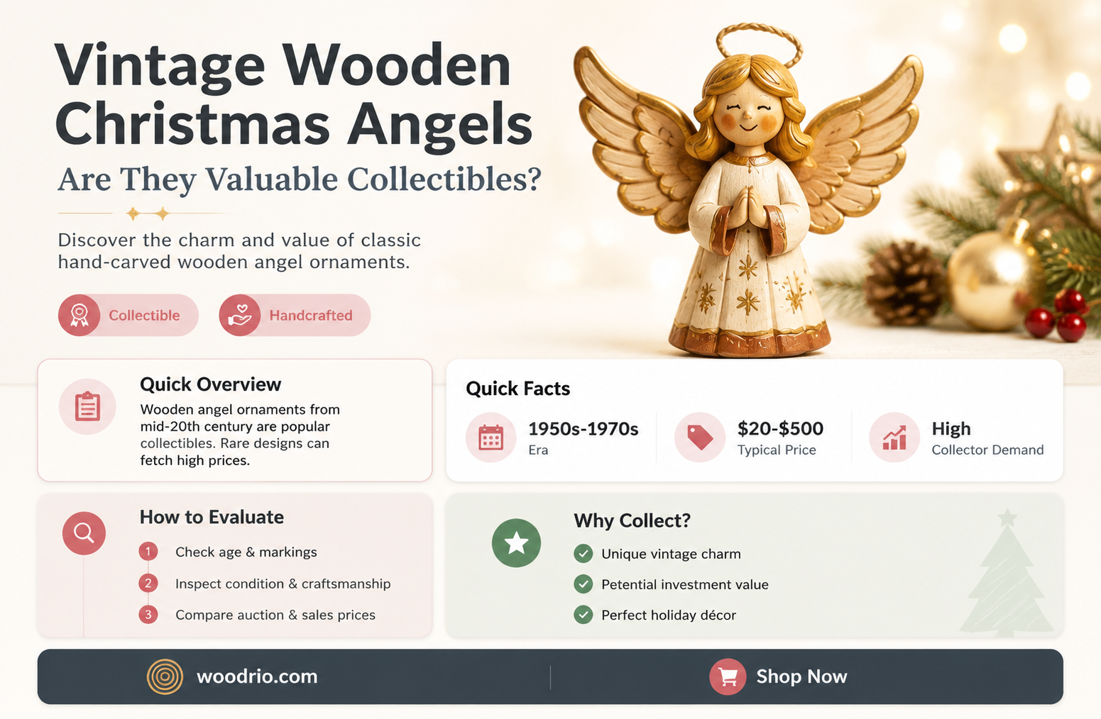 are old wooden xmas anhel ornaments worth money