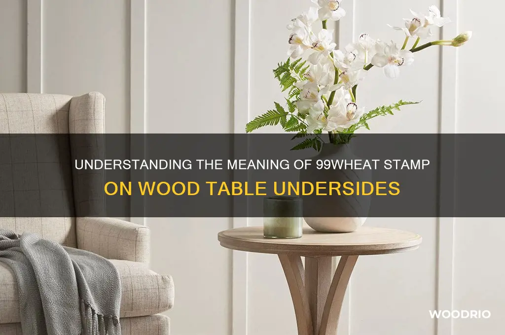 what does 99wheat on the underside of a wood table