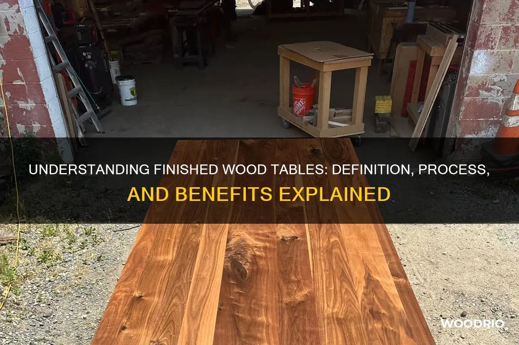what does finished wood table mean