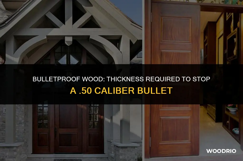 what thickness of wood will stop a 50 cal bullet
