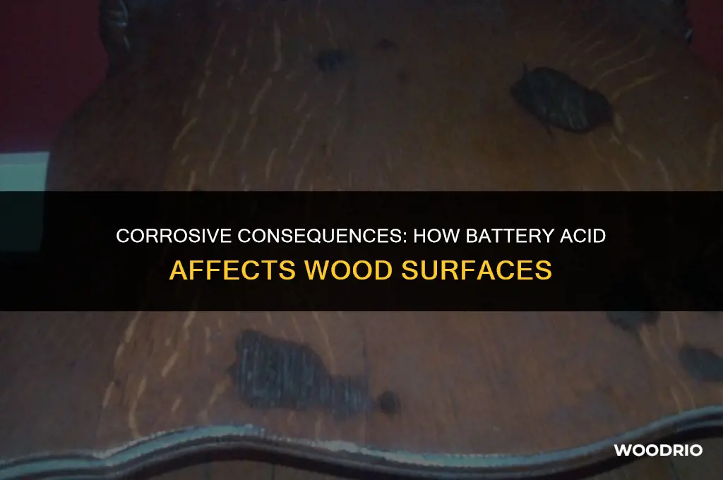what will battery acid do to wood