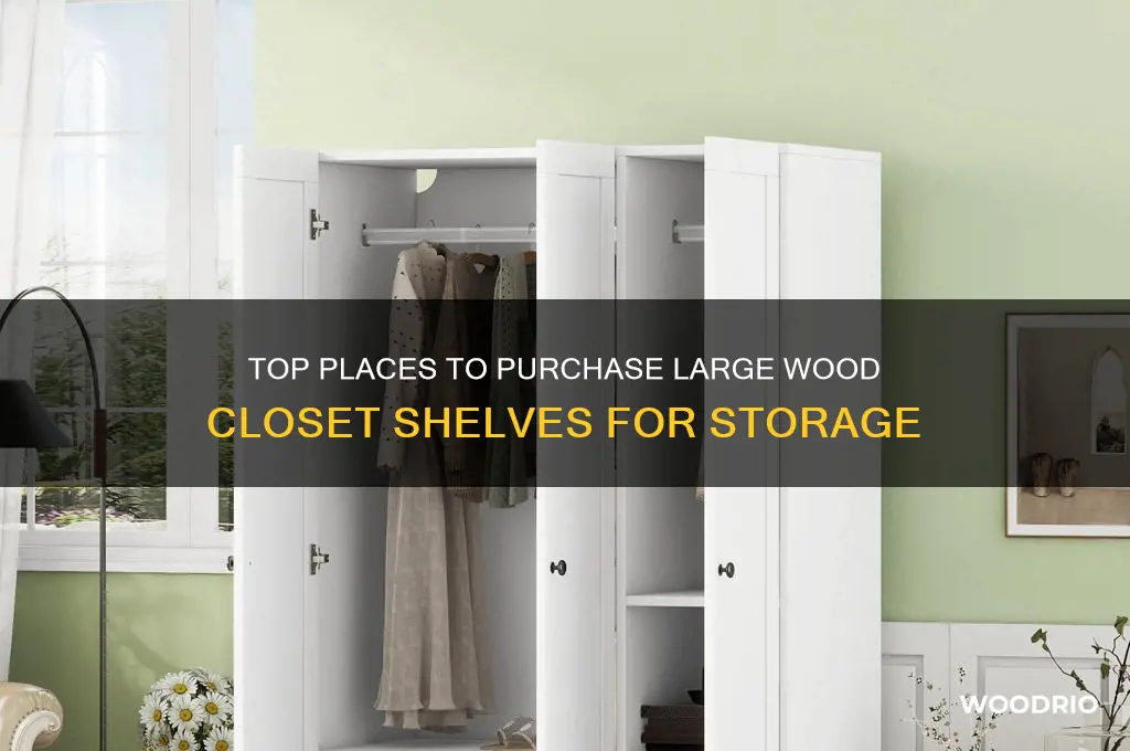 where to buy large wood closet shelves