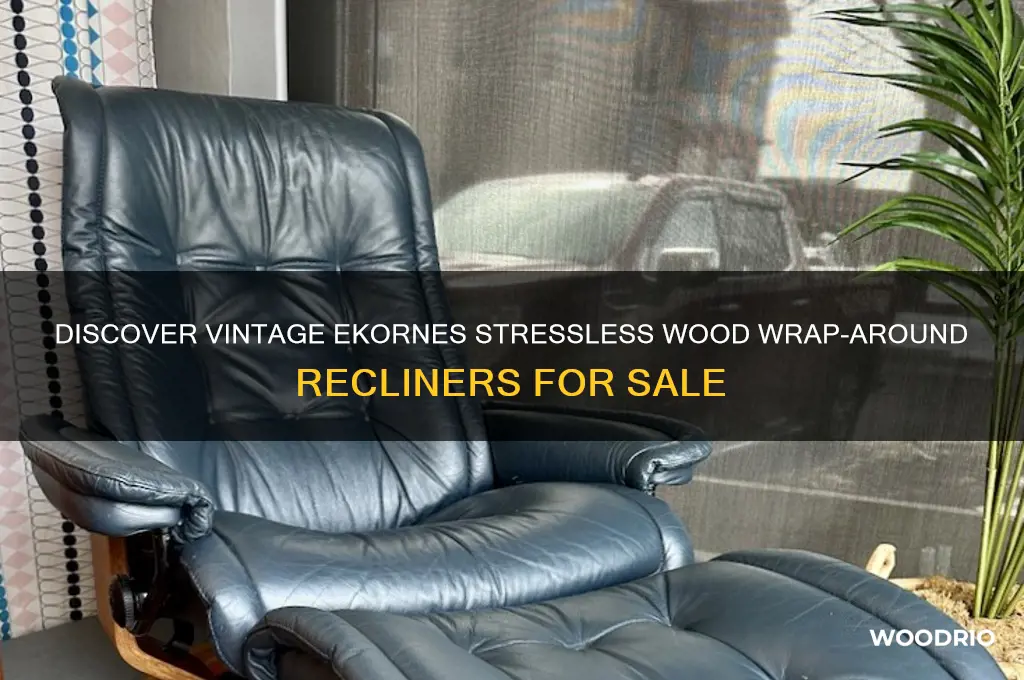 where to buy vintage ekornes stressless recliner with wood wrap-around