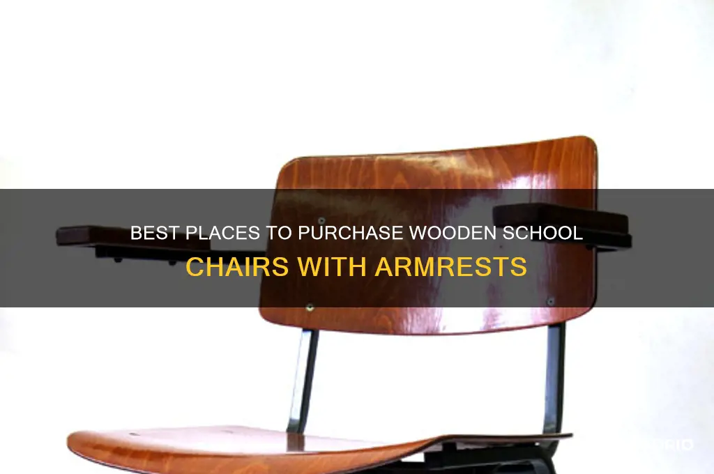 where to buy wooden school chair with armrest