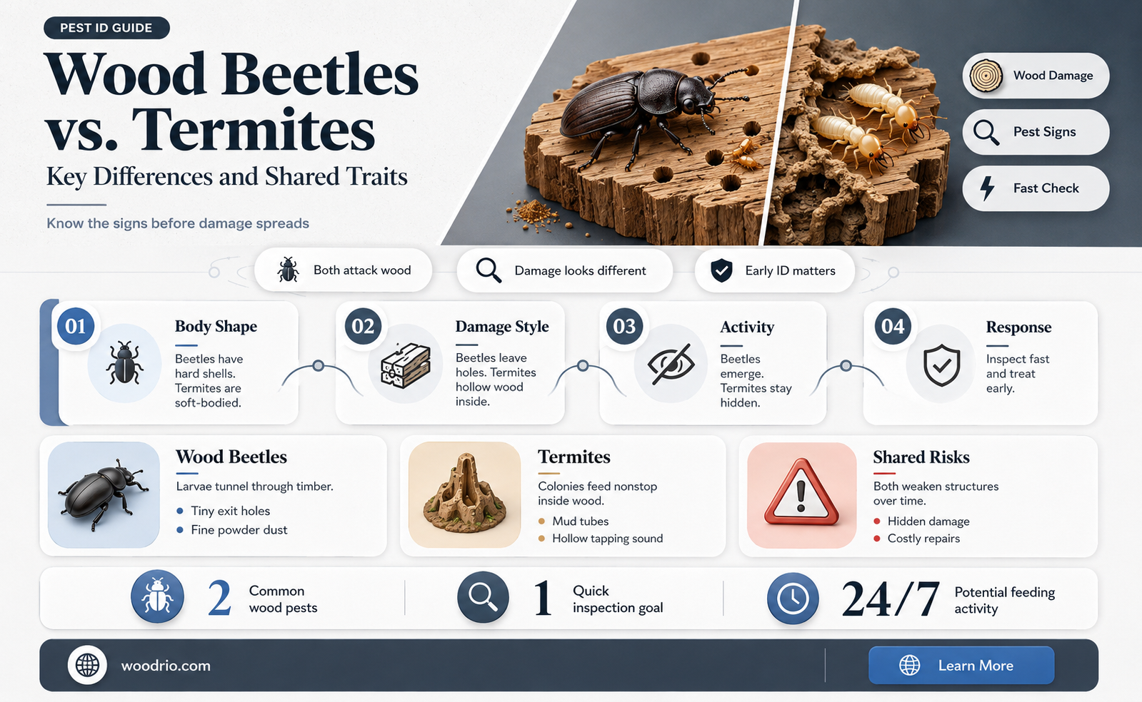 are wood beetles like termites