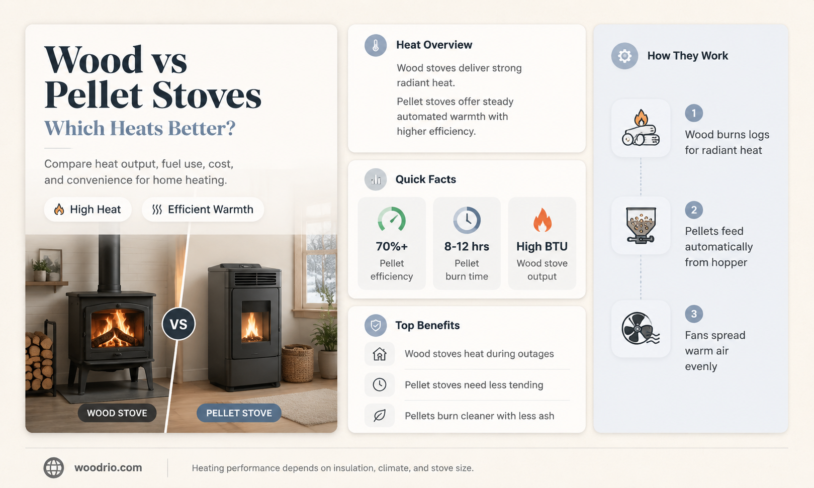 are wood burning stoves or pellet stoves more efficient