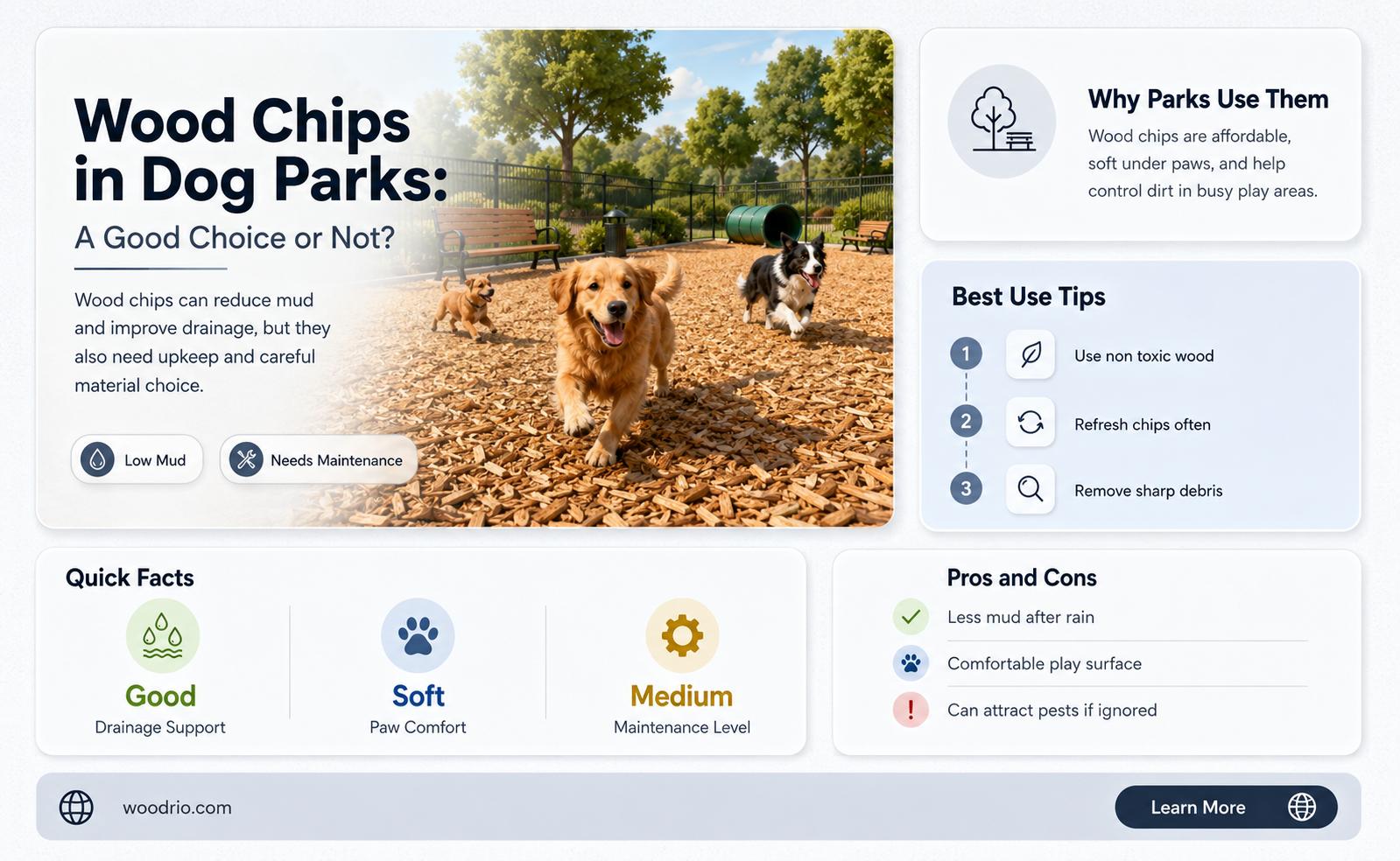 are wood chips good for a dog park