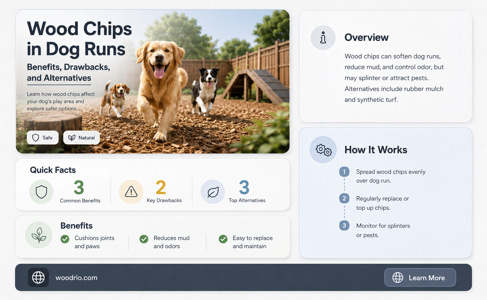 are wood chips good for dog runs