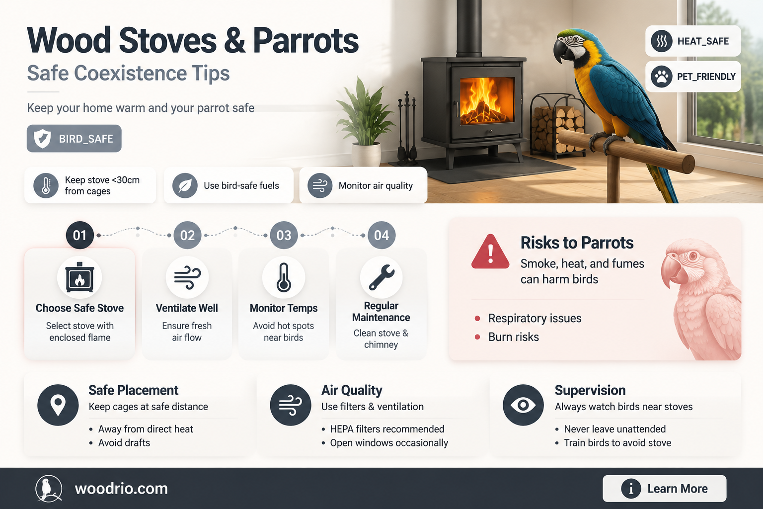 are parrots ok with a wood stoves