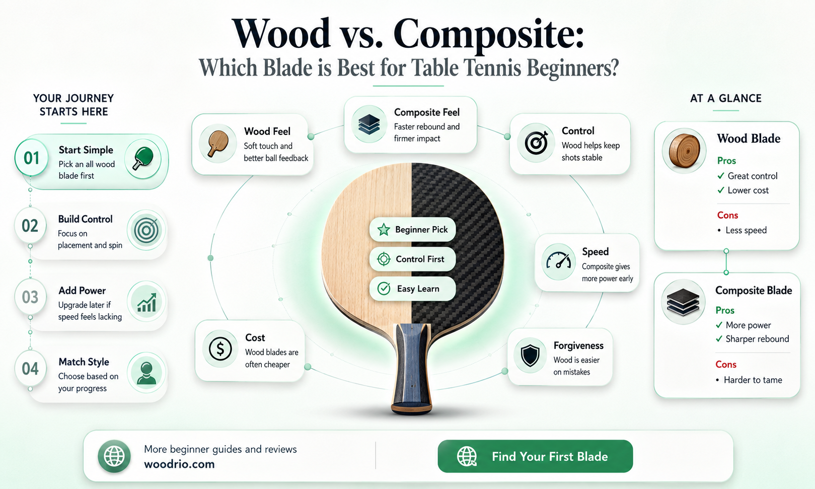 are wood blades better for learning table tennis