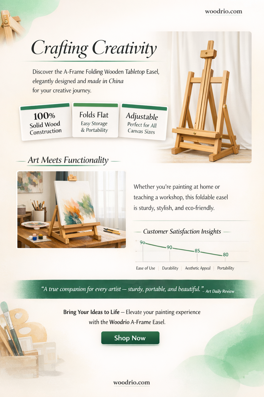 a-frame folding wooden tabletop easel made in china
